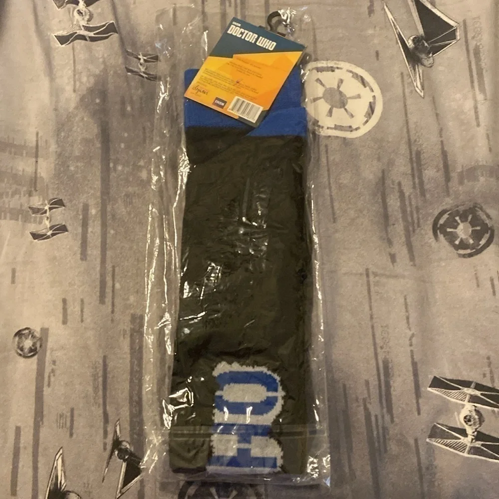 BBC Doctor Who Logo Blue Accent Knee High Socks One Size NWT